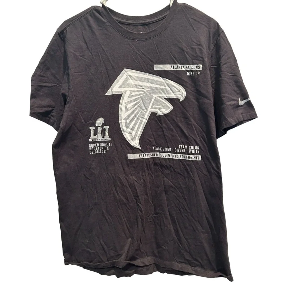 Nike Atlanta Falcons T-Shirt Large‎ Men's Black Super Bowl LI Graphic Tee 2017